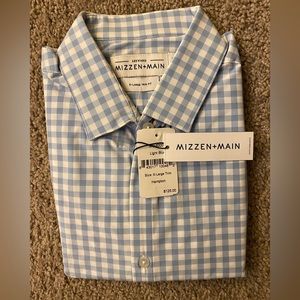 Mizzen+Main mens long sleeve gingham dress shirt. XL trim fit